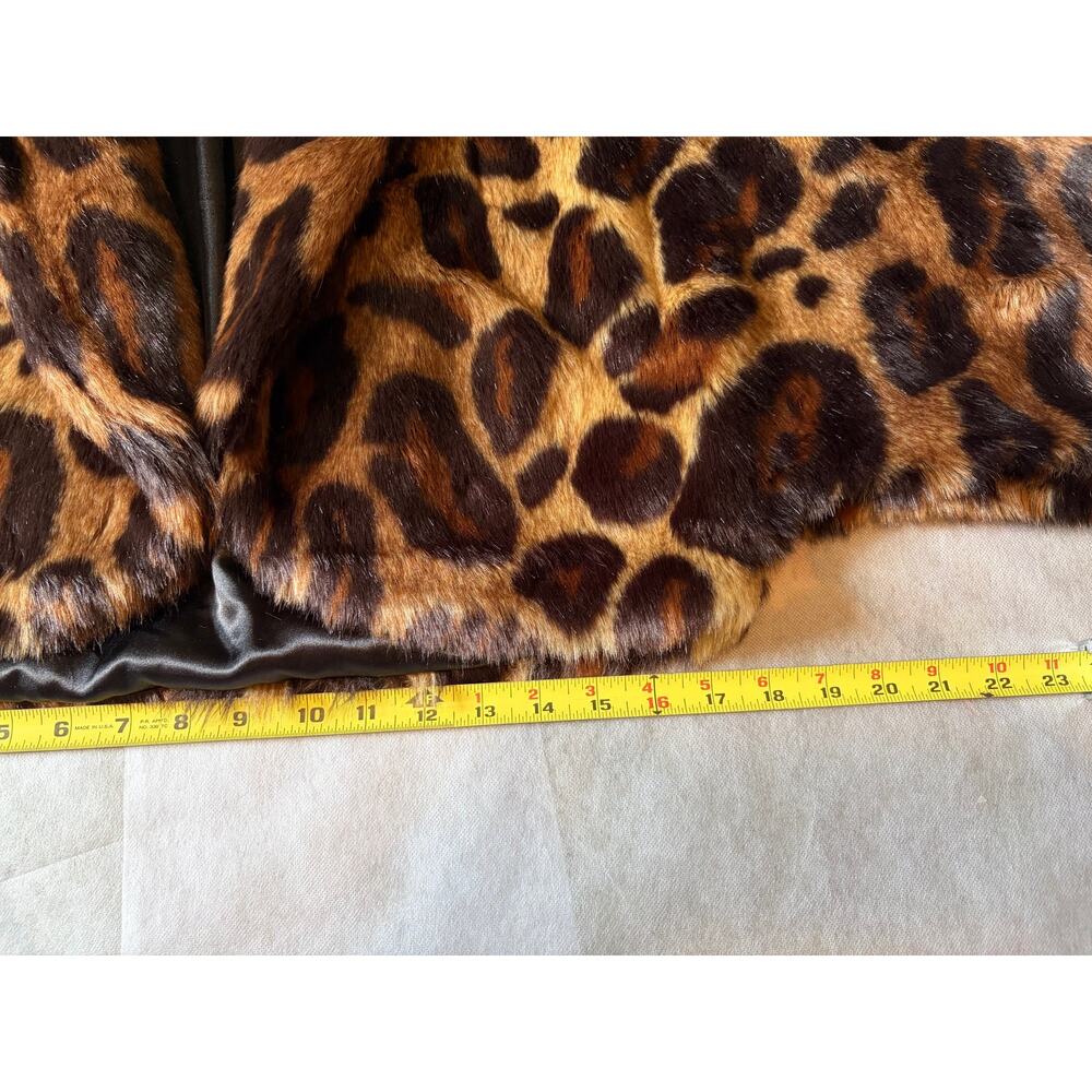 Leopard Print Faux Fur Cropped Jacket Women's Small Mob Wife Glam Lined - Picture 7 of 10